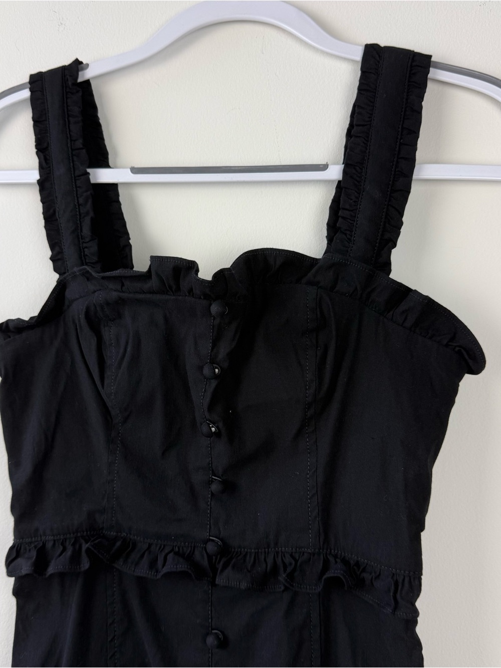By Anthropologie The Linden Slim Square-Neck Button Front Midi Dress Black - Picture 5 of 12